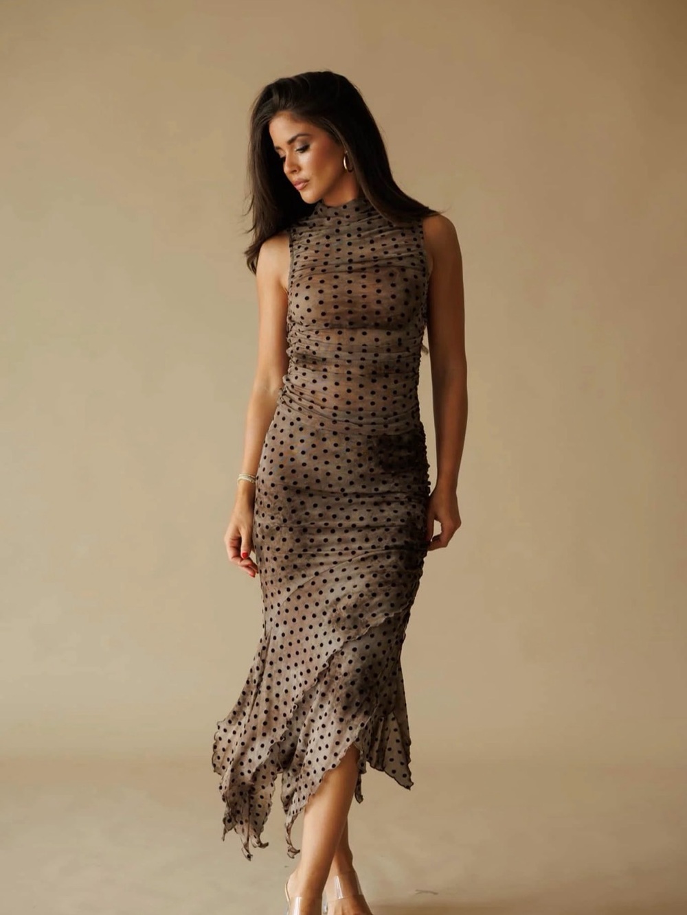 Lane 201 NWT Polka Dot Mesh Tank & Asymmetrical Midi Skirt Set S/M